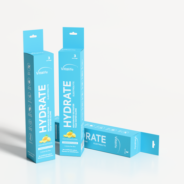 VITALIFE Electrolyte Lemonade Hydration Sachets with Magnesium, Vitamin C & B12- 3 pack