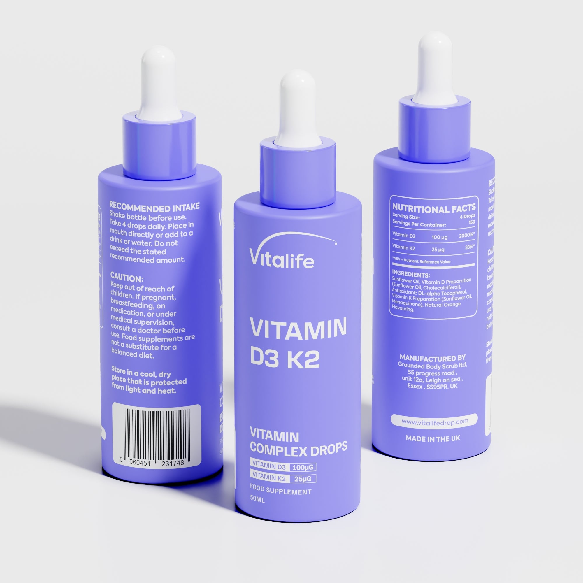 VITALIFE  Vitamin D3 4000iu & K2 1000iu Drops 50ml
